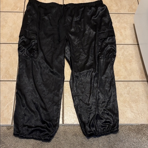 RACHEL Rachel Roy Pants - Stylish Black Satin Cargo Pants